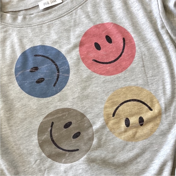 Smiley Face Grey Long Sleeve Pullover/Top - Picture 4 of 5